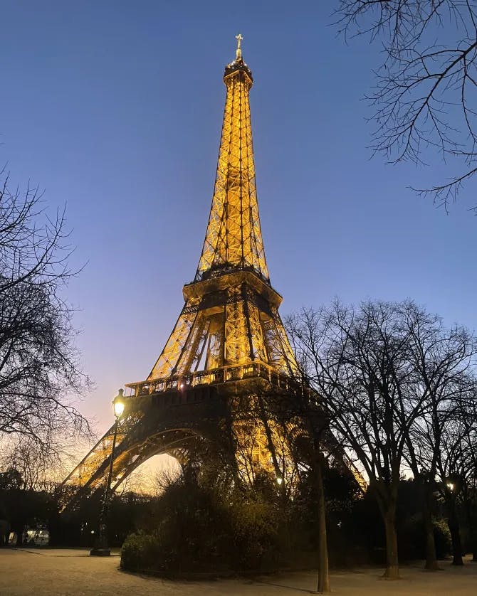 Beautiful evening view of the Eiffel Tower