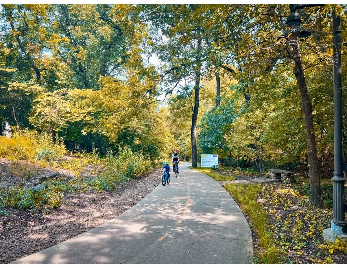 Bicycling on road park view