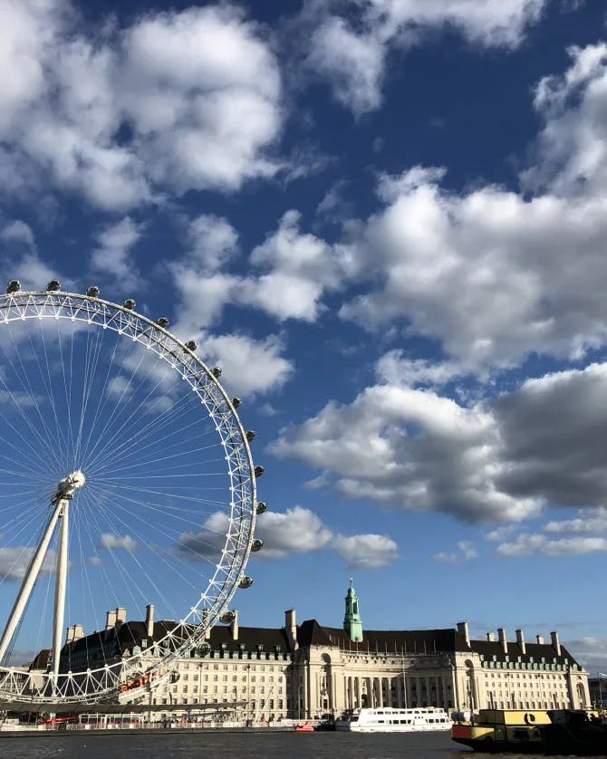 Beautiful view of ferris wheel in London