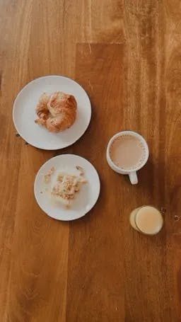 cup of tea and cake on the table