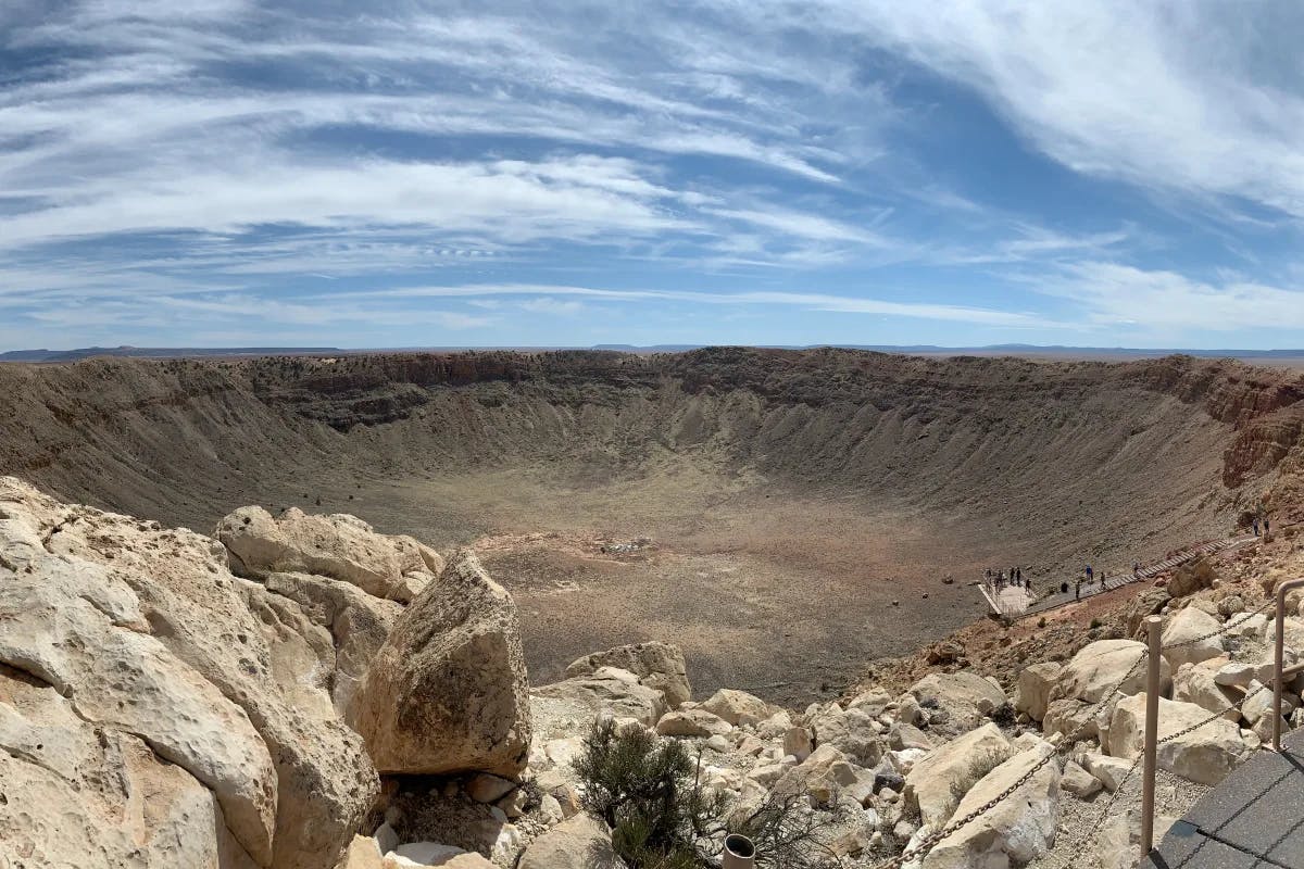 View up close to the Meteor Crater in Winslow, Arizona.