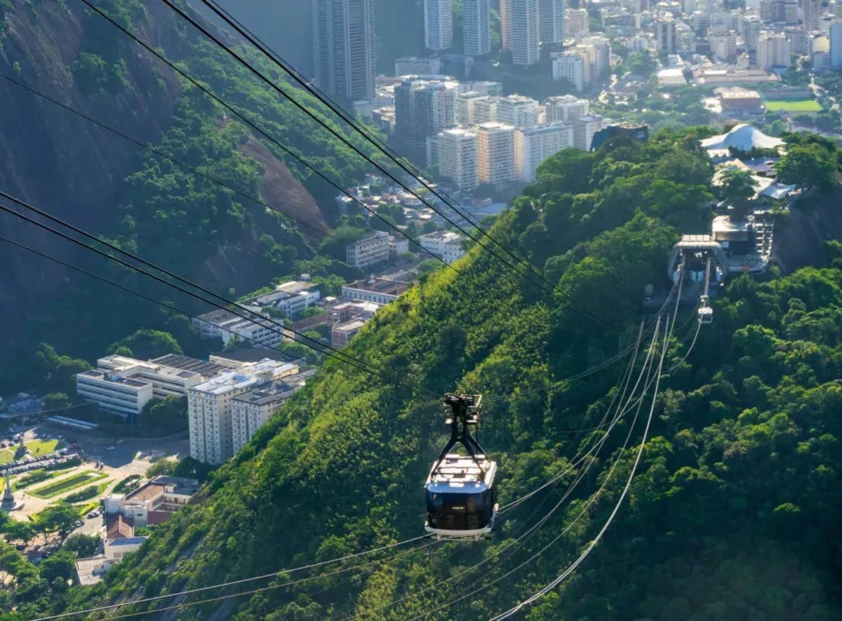An view of Brazil and the cable cars from a distance  