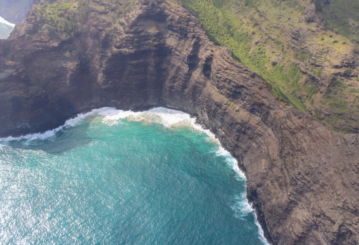 Aerial view of the island of Kauai on a helicopter/plane tour.