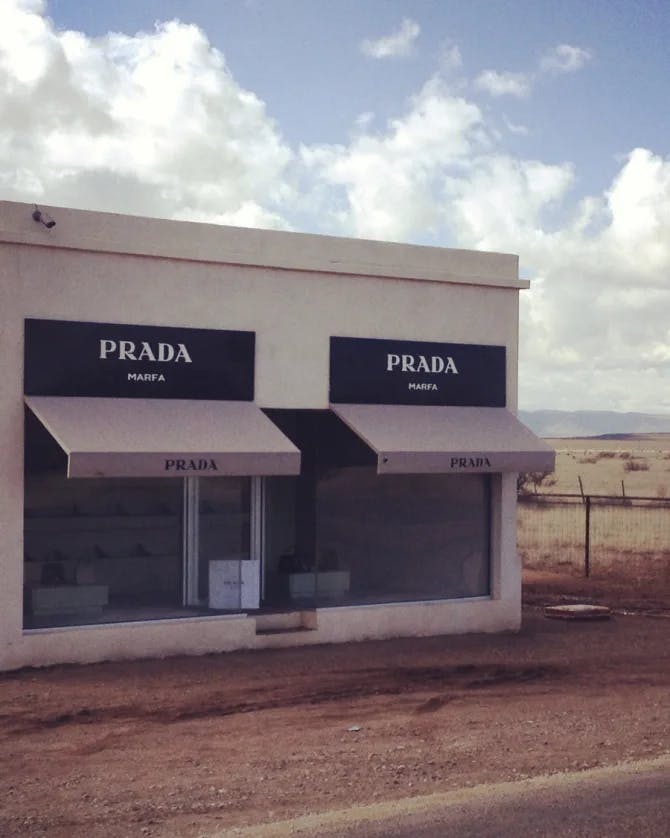 The Prada Marfa installation in the Texas desert