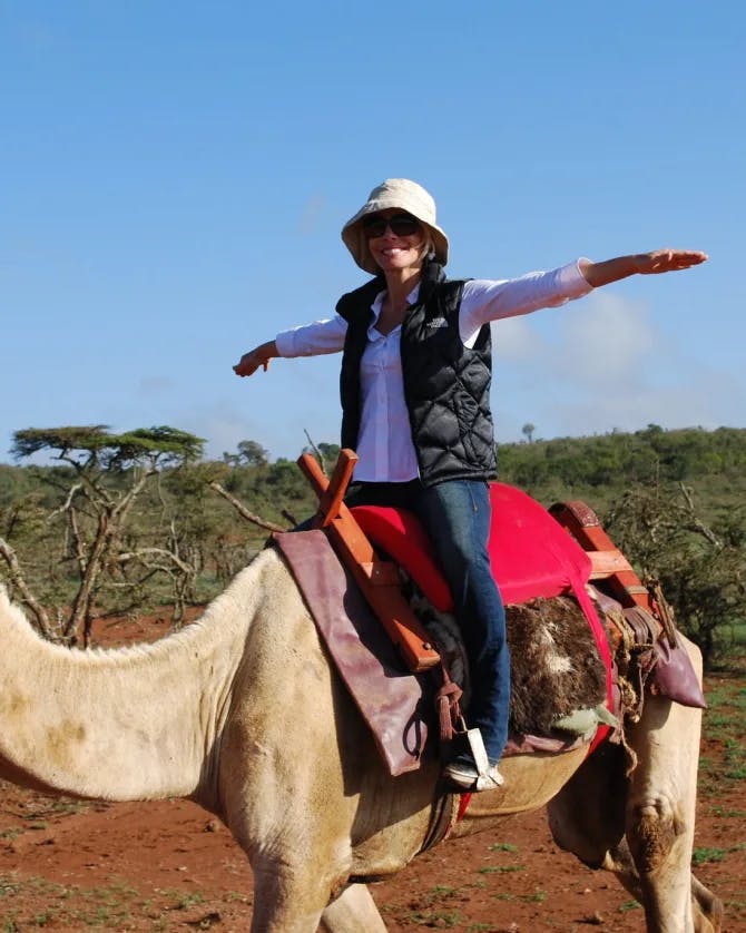 Riding on a camel