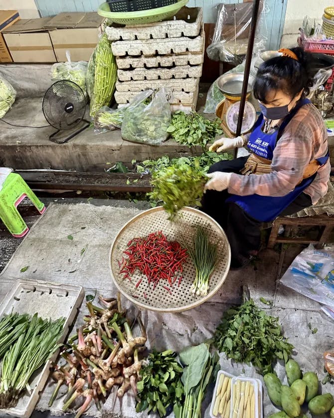 Different vegetables can be seen in Thailand's market place.