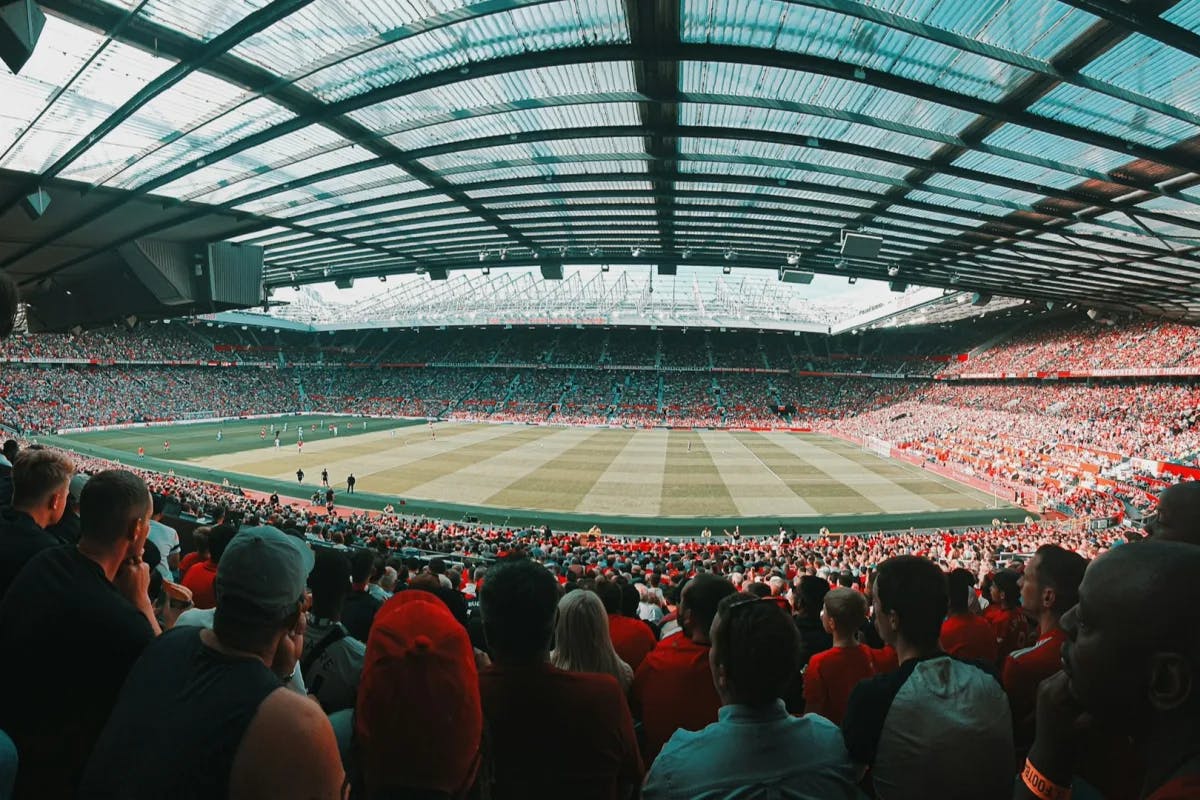 A crowd of people at Old Trafford - Home of Manchester United - Manchester England.