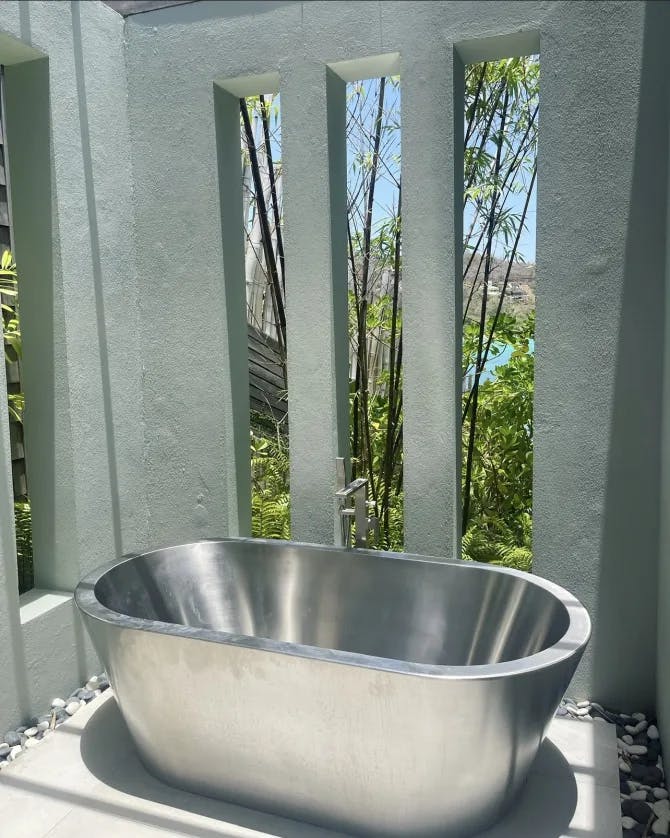 Chrome bath tub of a hotel