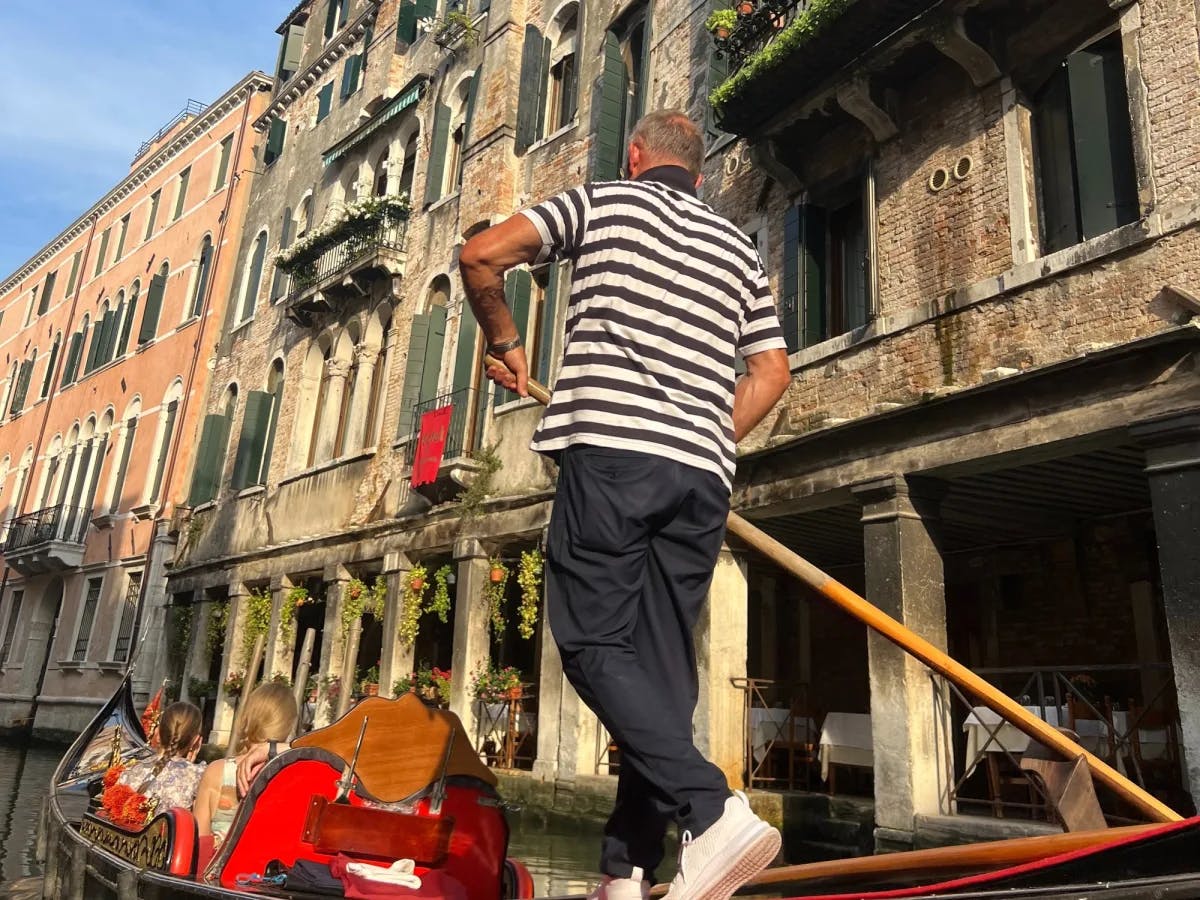 Gondola ride on a city canal. 