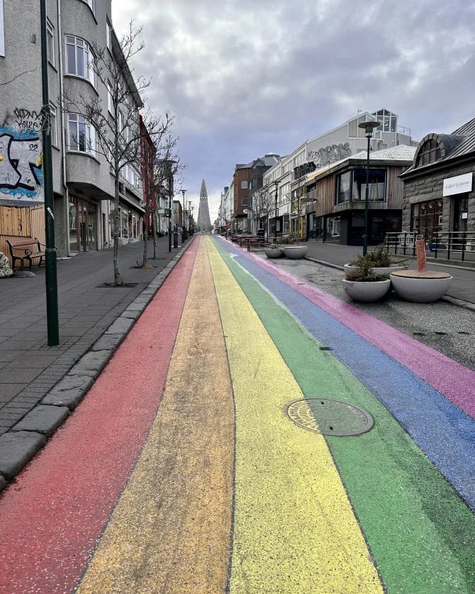 View of a rainbow street
