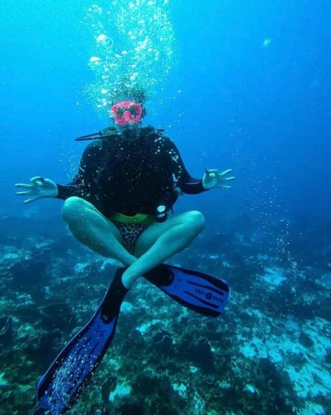 A person sea diving