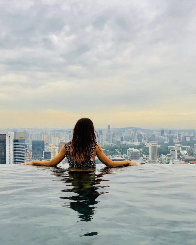 Dip in Singapore's pool with overlooking view.