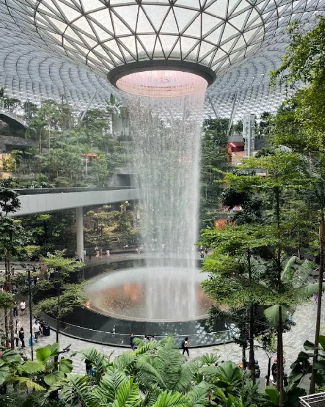 View of the Rain Vortex at Jewel Changi Airport
