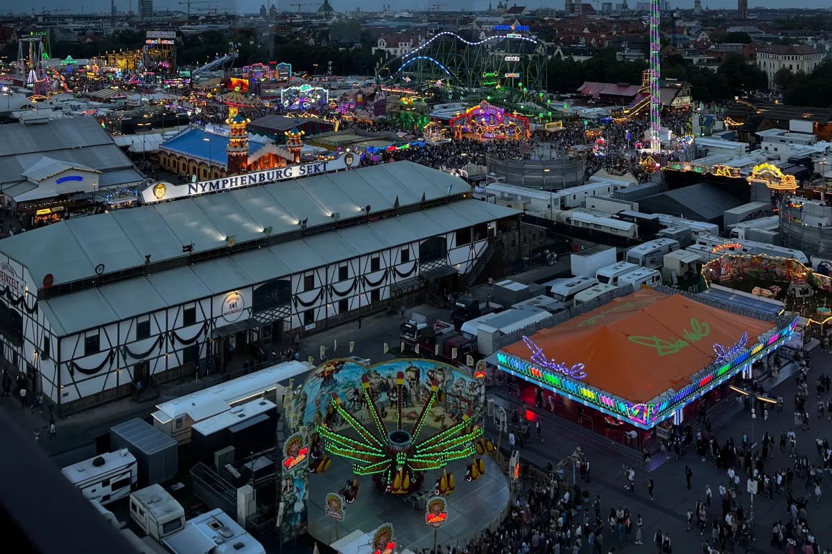 Overlooking Oktoberfest from the top of the ferris wheel.