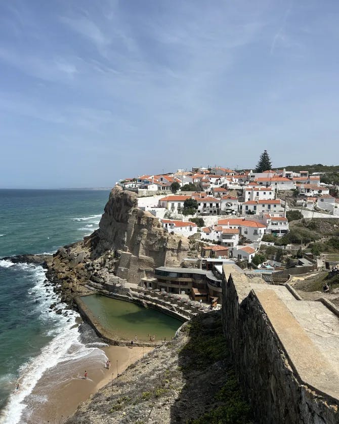 Small town overlooking the sea from a cliff