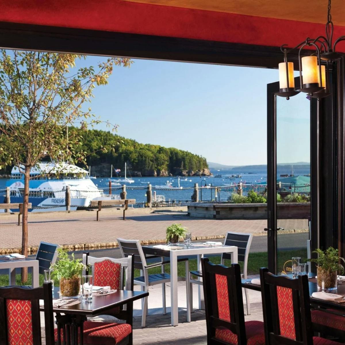 cafe this way dining with island view bar harbor