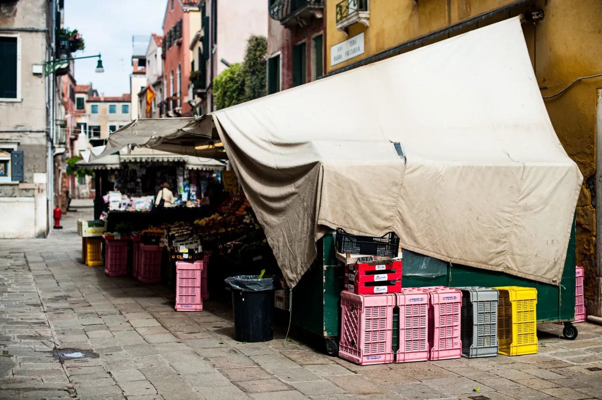 Stalls in city streets.