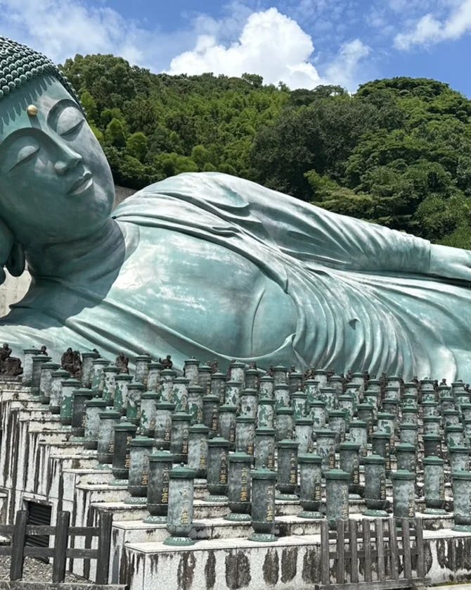 View of a statue and a valley