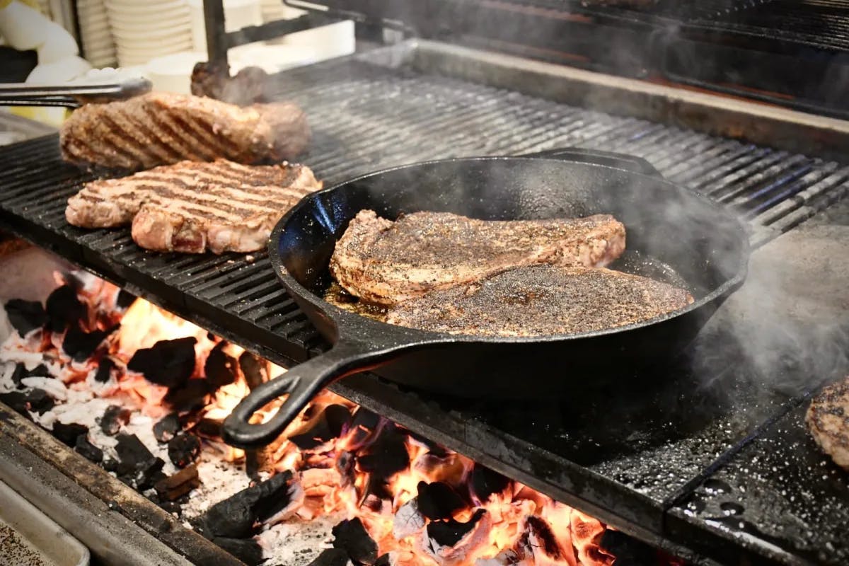 Yummy steak on the grill at Walla Walla Steak Company.