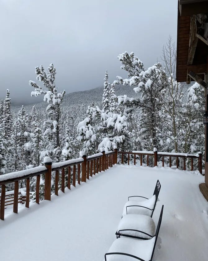 snow covered balcony