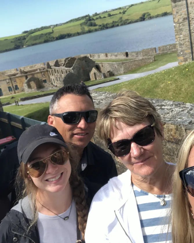 Posing for a family group photo in Ireland