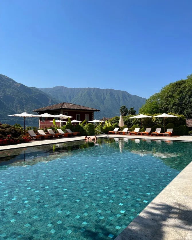 A beautiful view of pool at Grand Hotel Tremezzo