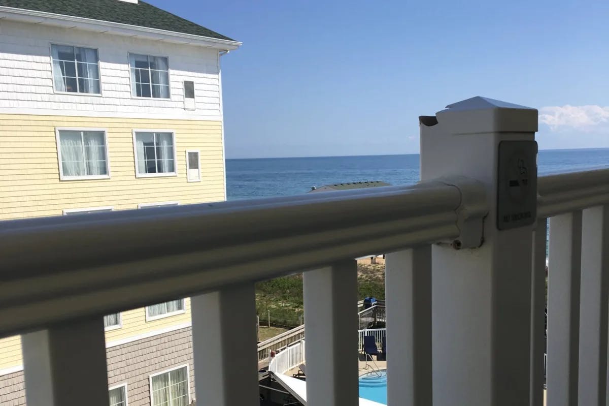 View from a balcony at the Hilton Garden Inn with ocean in view