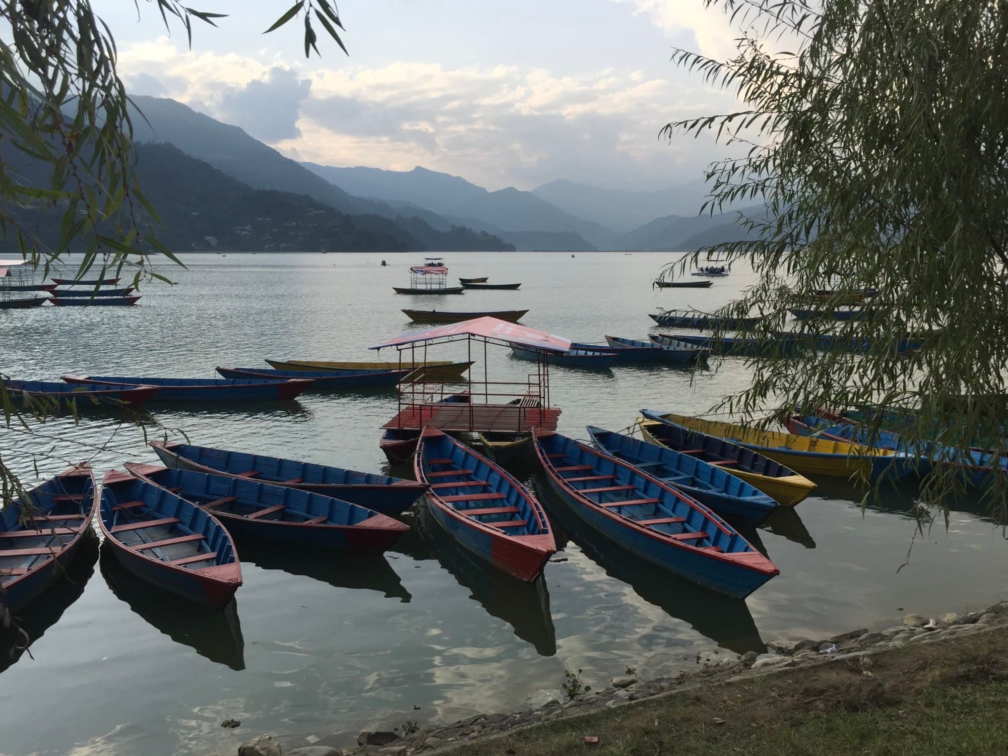 Lake and lakeside boats view