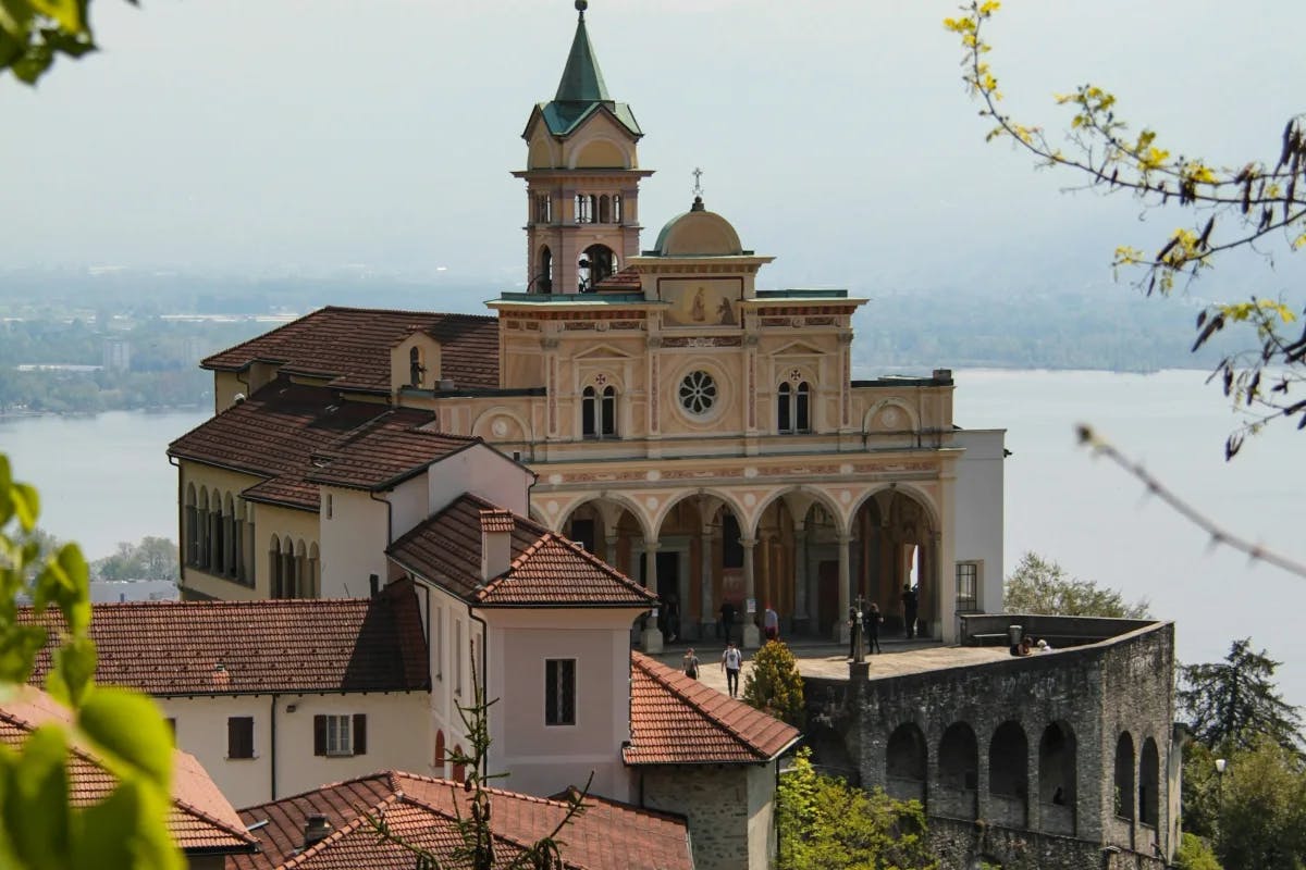 Madonna del Sasso church with a breathtaking view of Lake Maggiore.