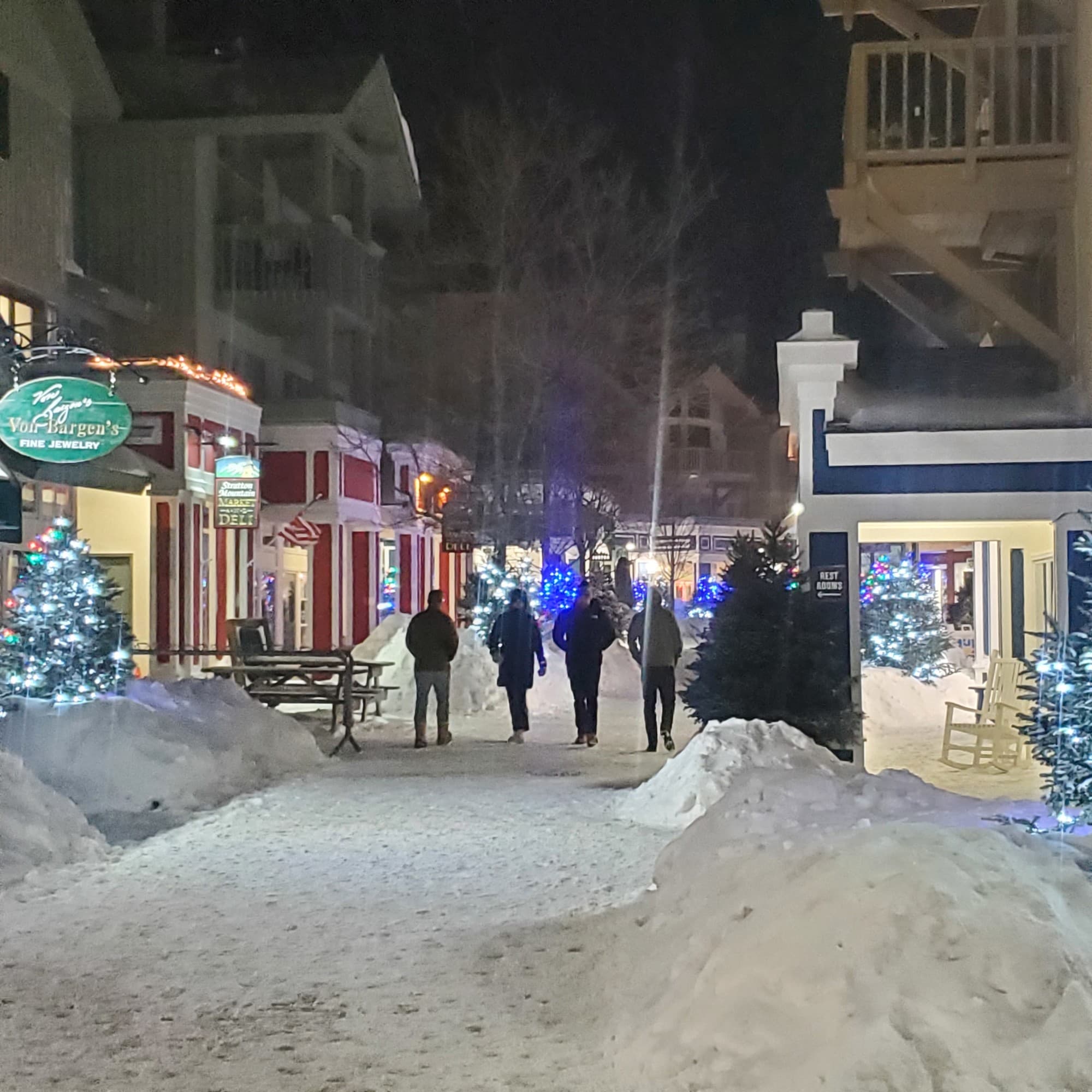 A street with shops around. 