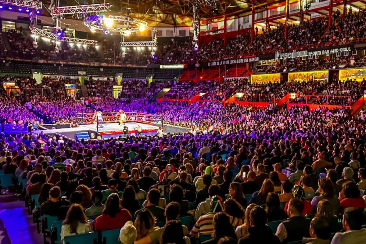 A large stadium with a big crowd