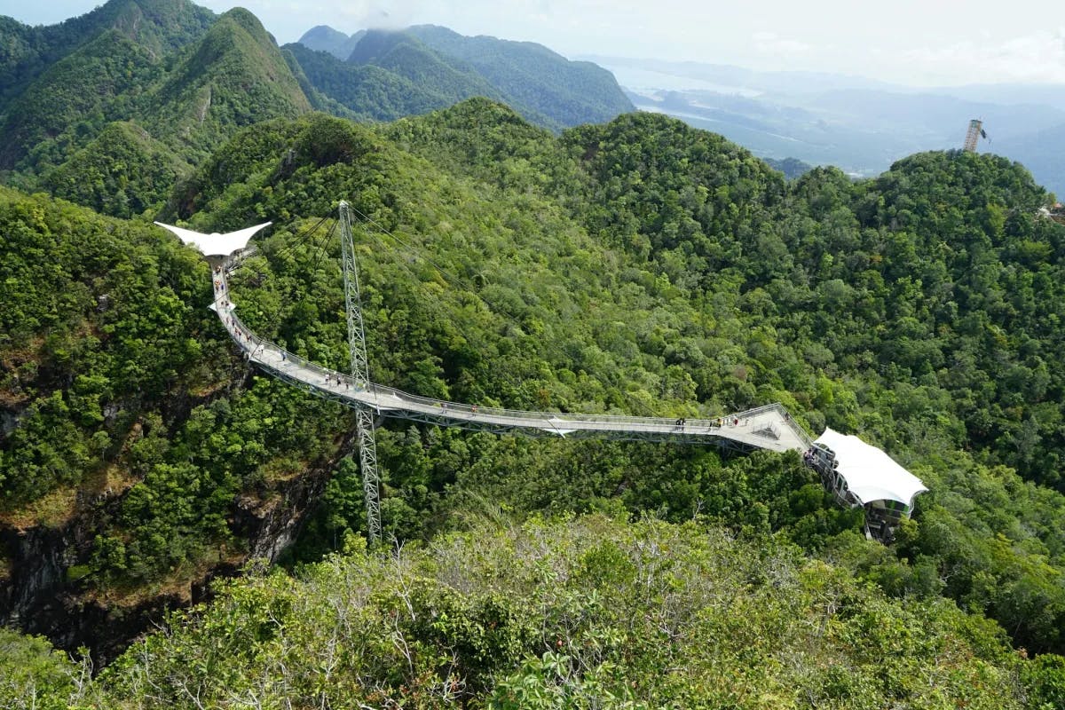 The Langkawi Sky Bridge is a curved pedestrian bridge offering breathtaking views of the Langkawi island.