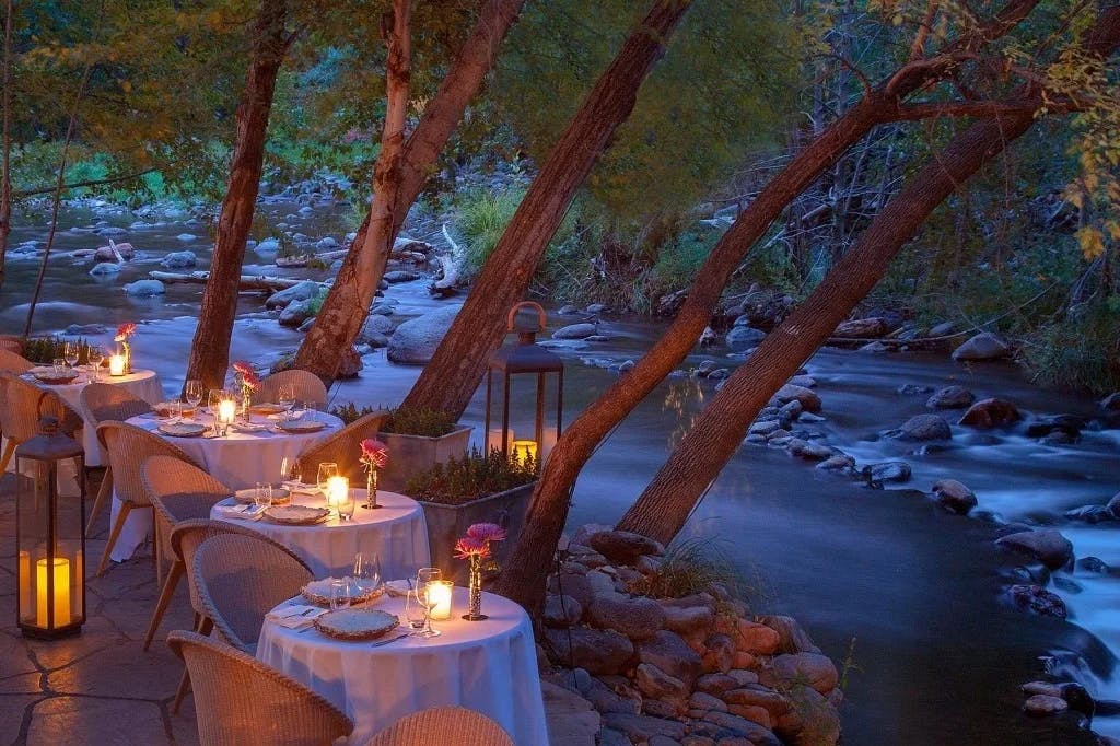 Have a creekside dining at Cress on Oak Creek.