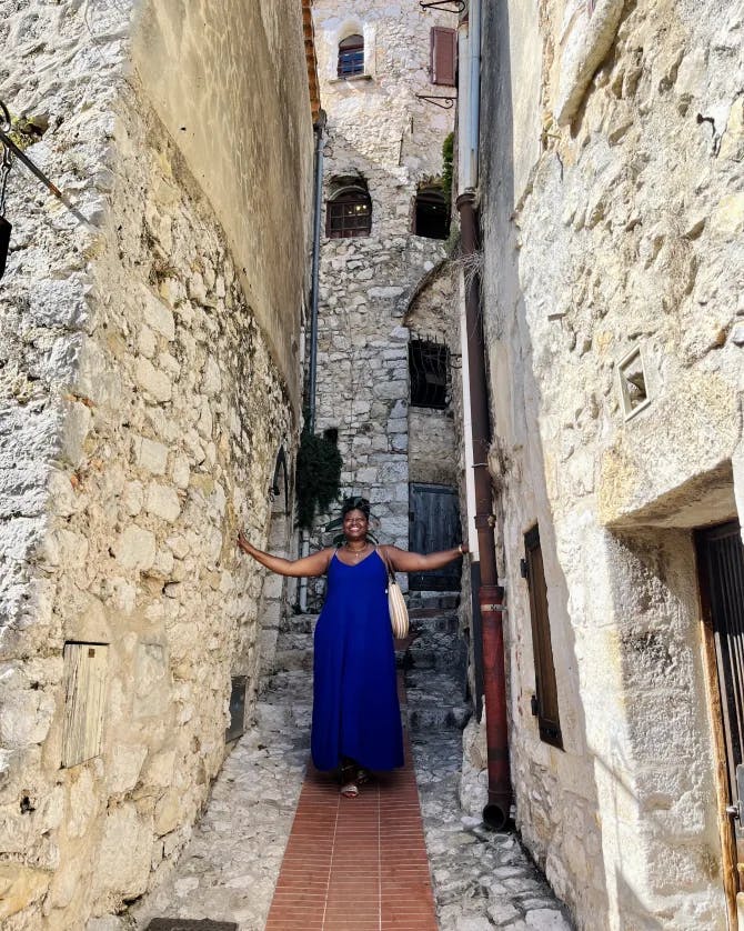 Posing for a picture in the village of Èze