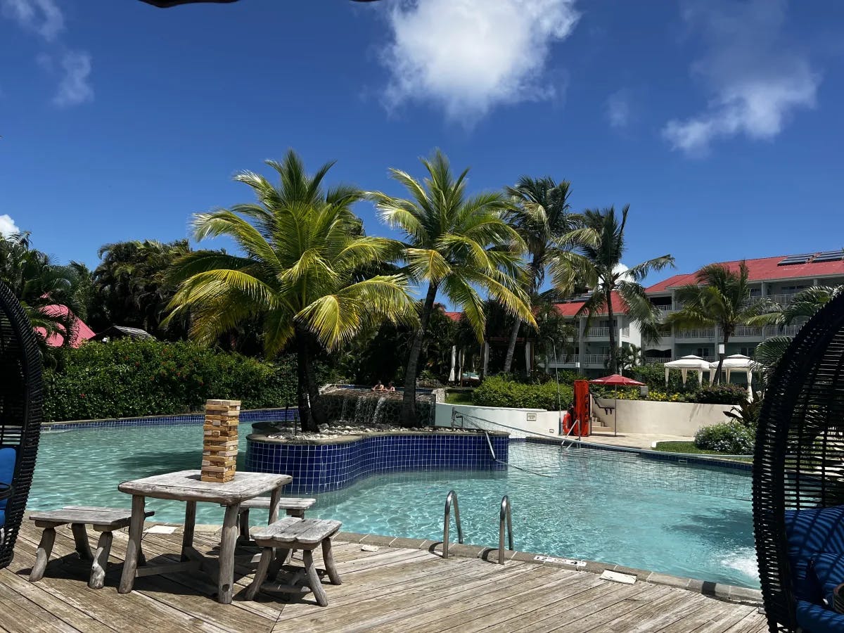 Hotel and pool view 