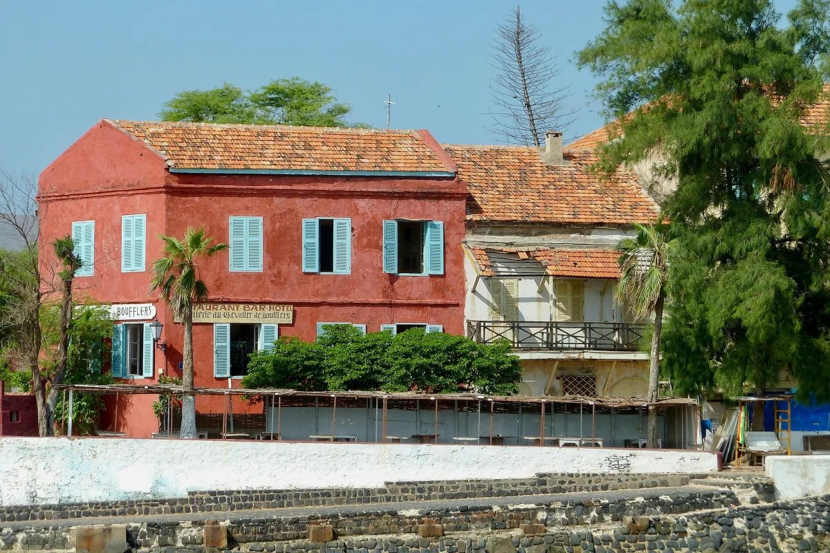 Chevalier de Boufflers Restaurant is also a bar and hotel in the island of Goree.