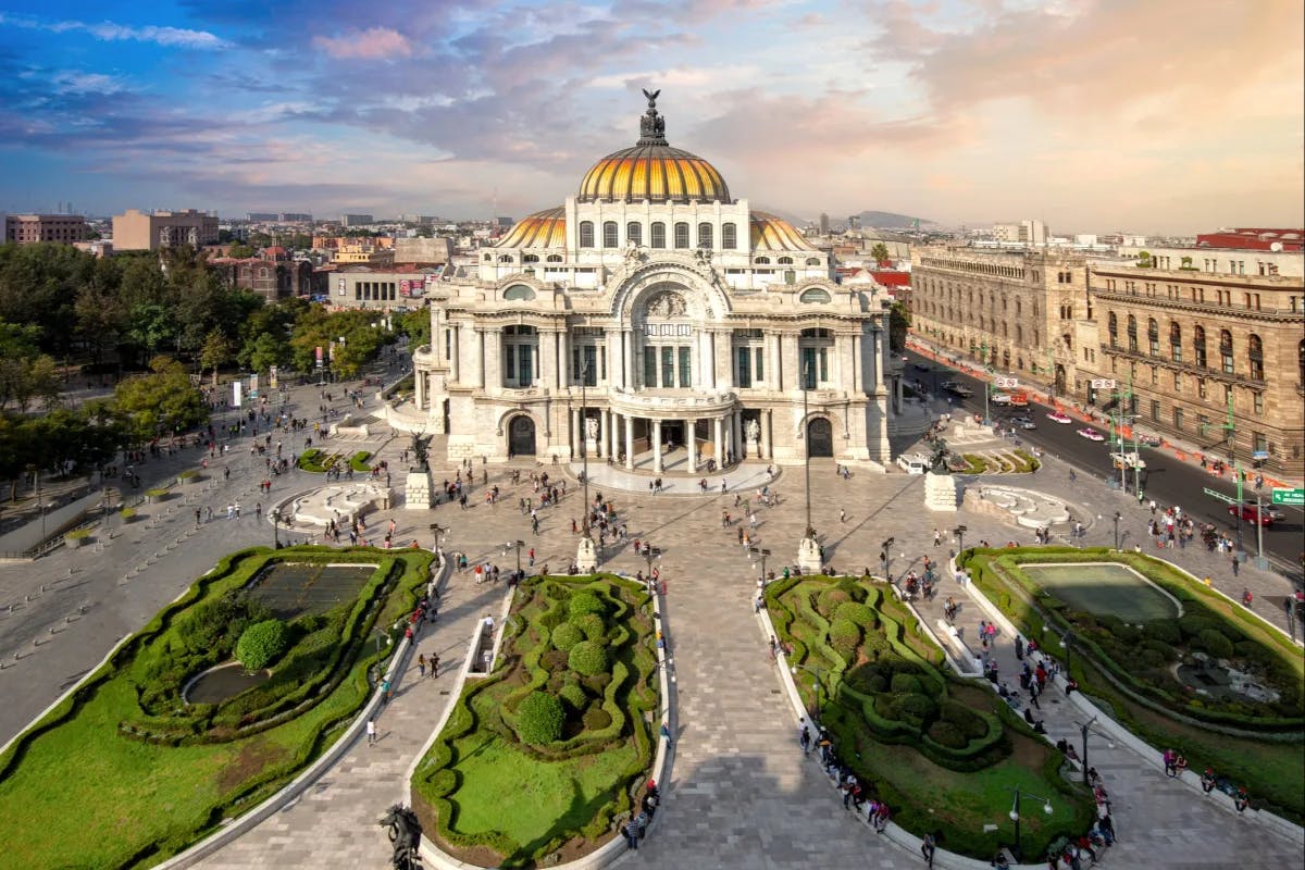 An aerial view of Palacio Bellas Artes during daytime.