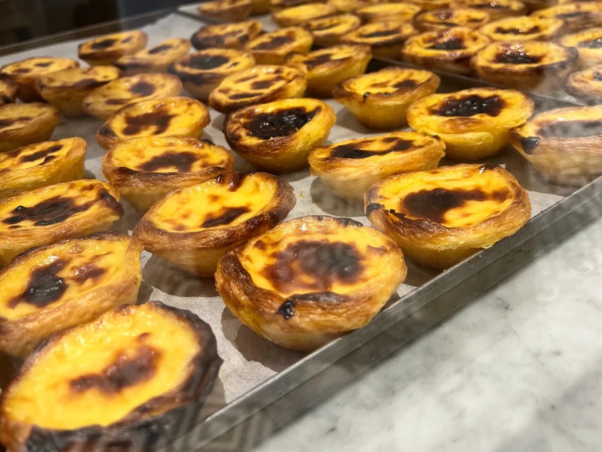 A tray of pastel de nata.