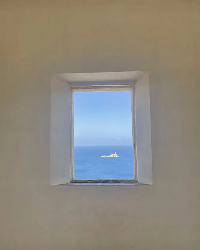 View of sea from window