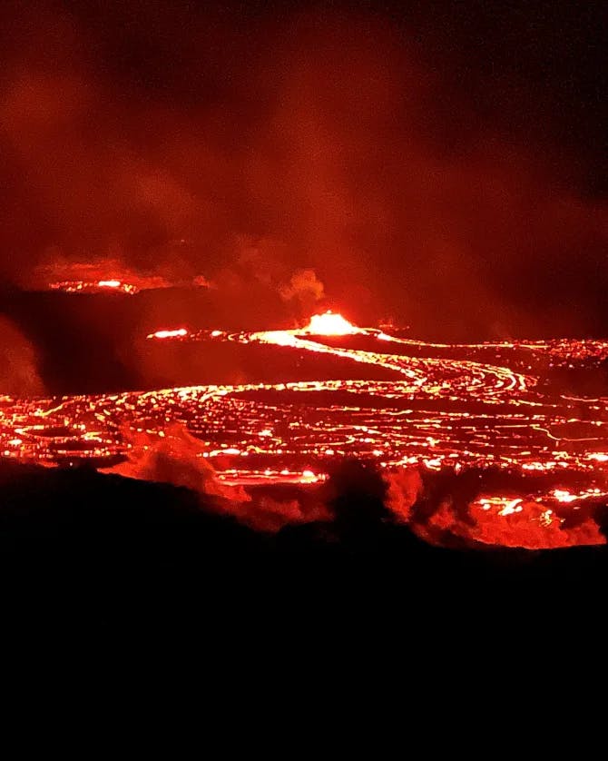 View of an active volcano in Hawaii