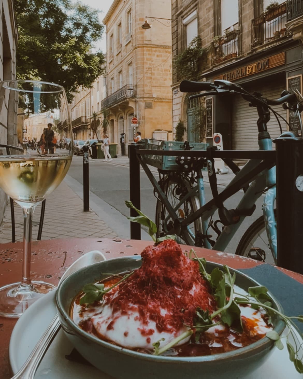 Exploring Bordeaux through outside dining, wine tasting and enjoying the view.