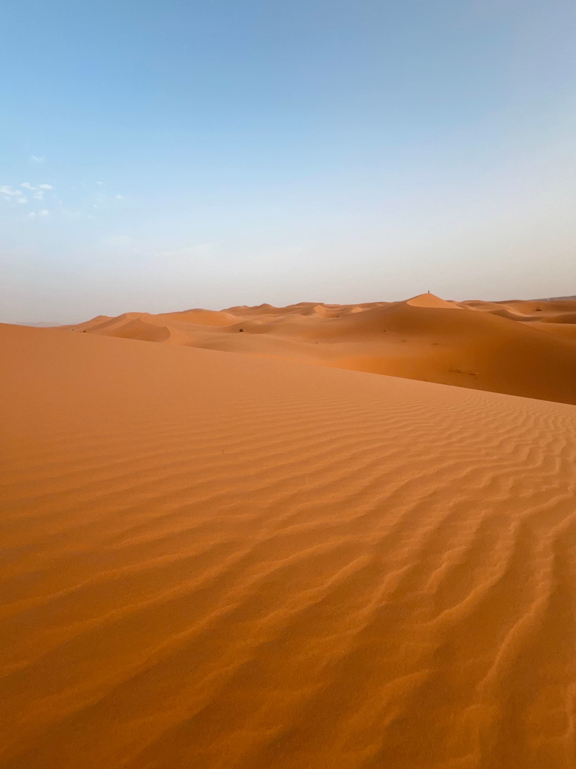 A desert dune shifts sand along its surface during a scorching afternoon.