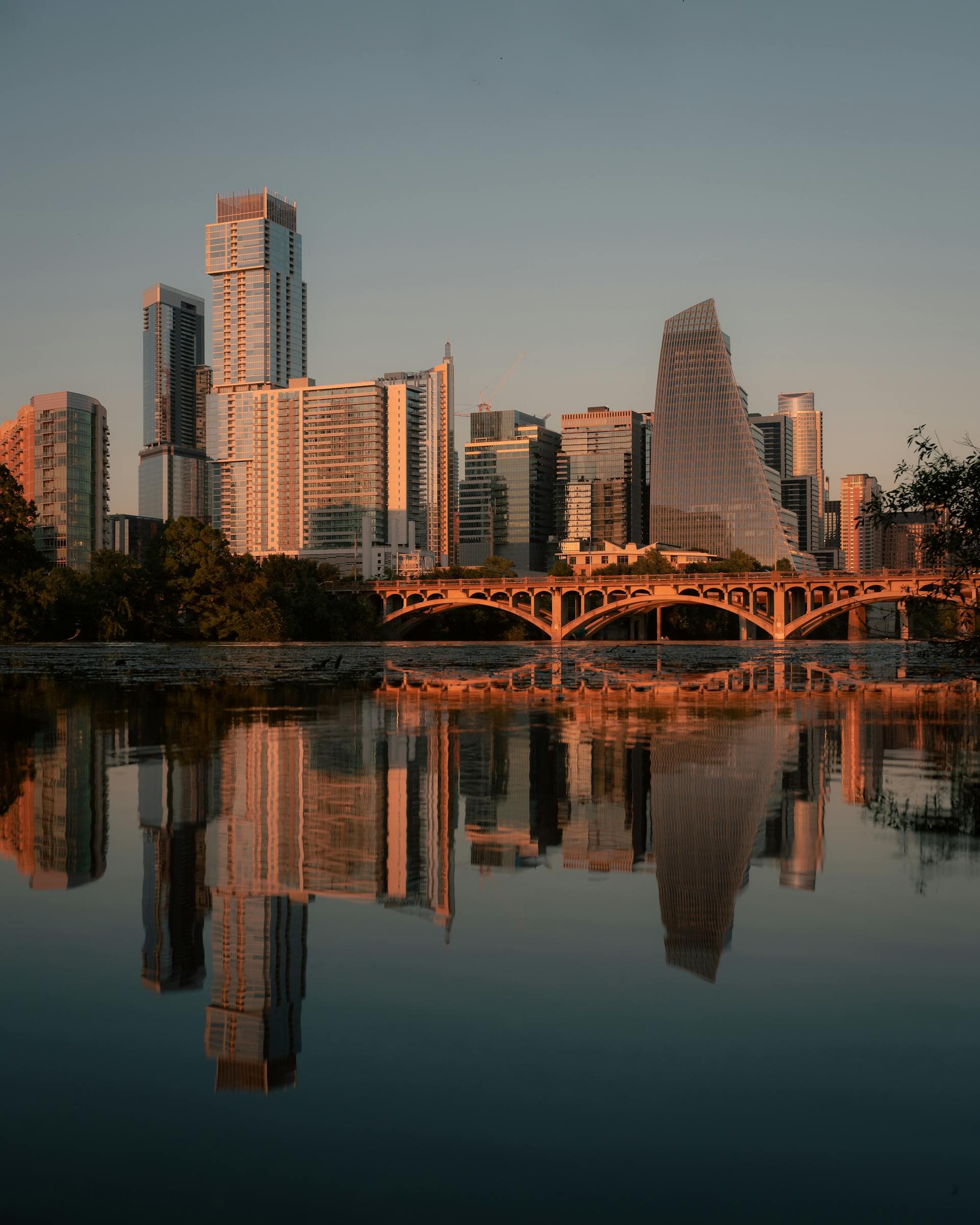 Skyscrapers over a river in Austin in Texas.