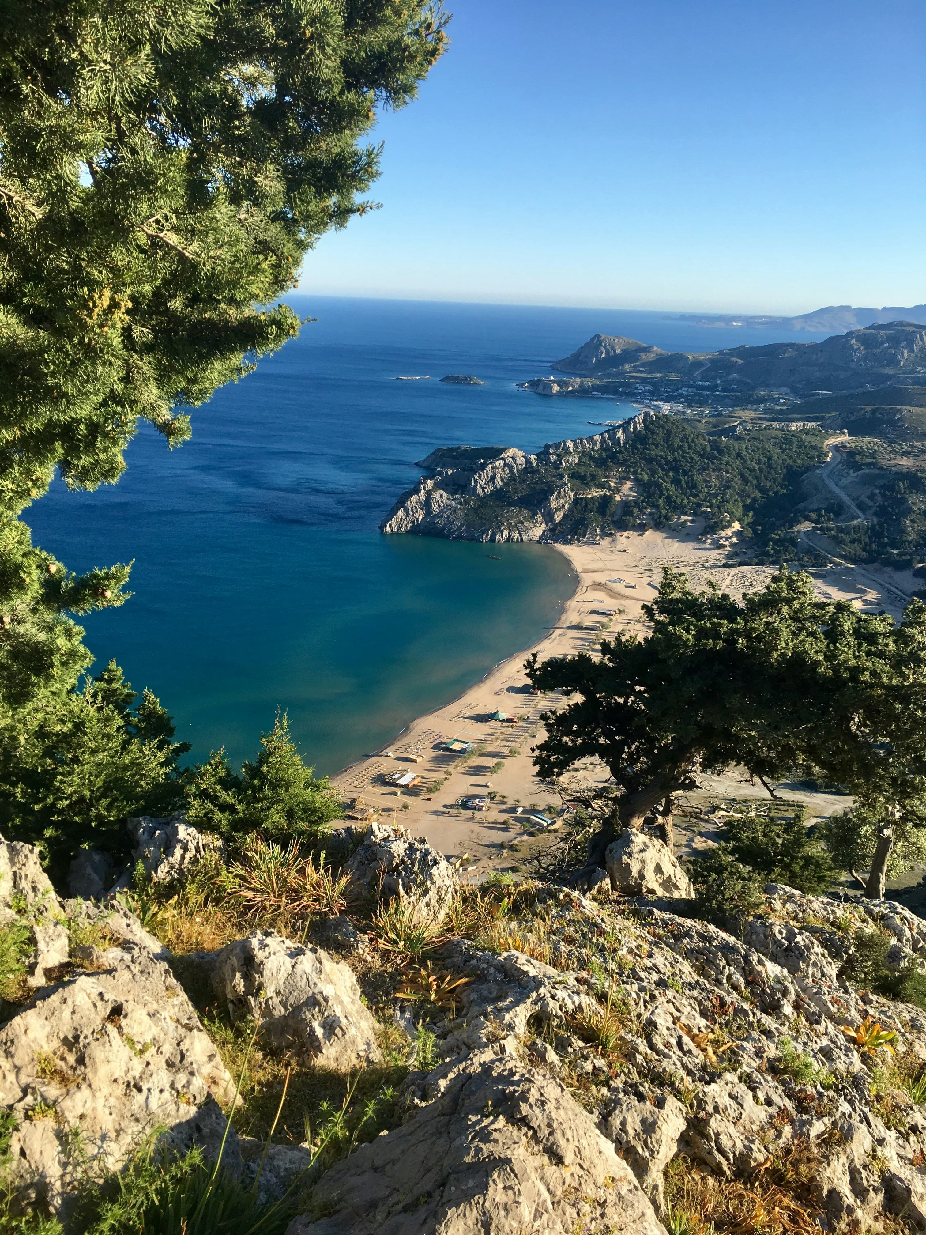 A view overlooking cliffs and the ocean.