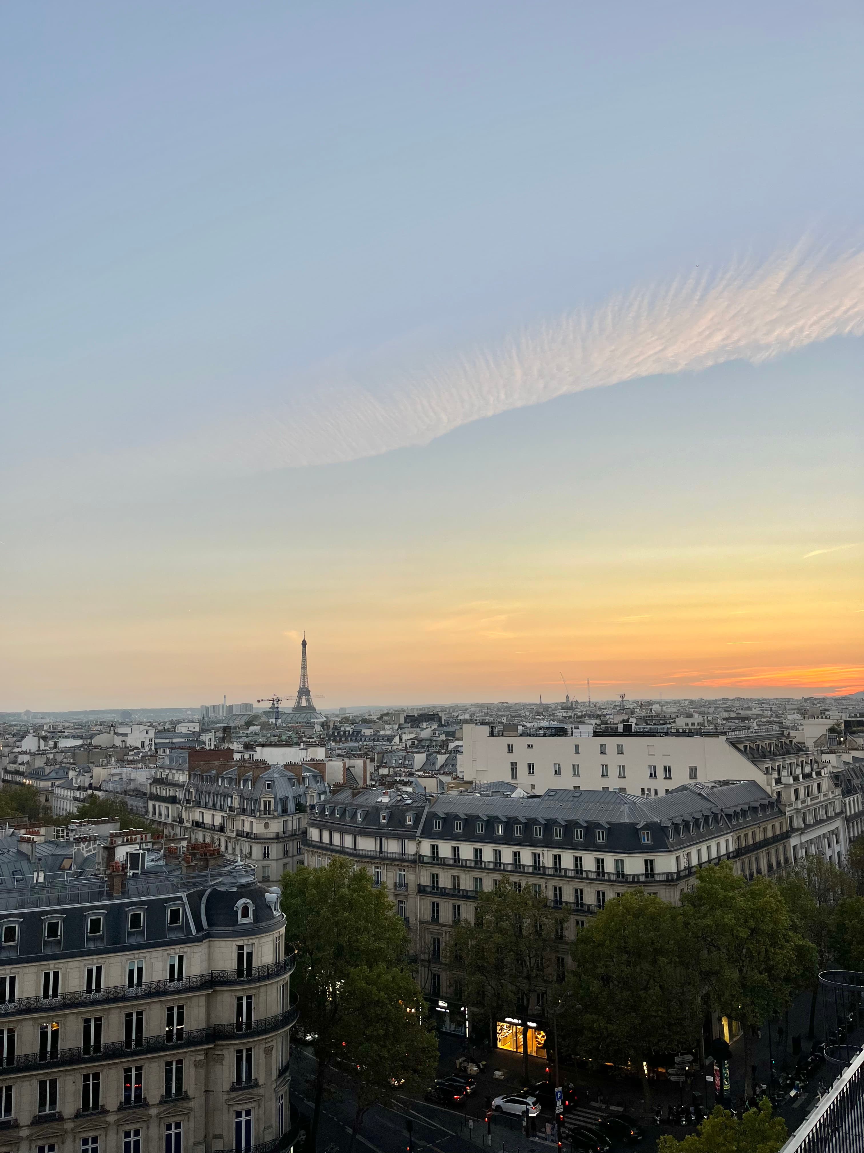 Perruche views – view of the tops of buildings at sunset