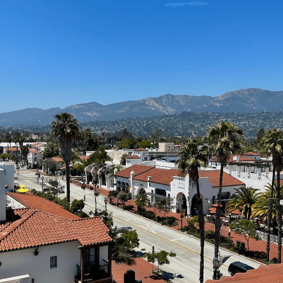 Aerial view of a street in Santa Barbara.