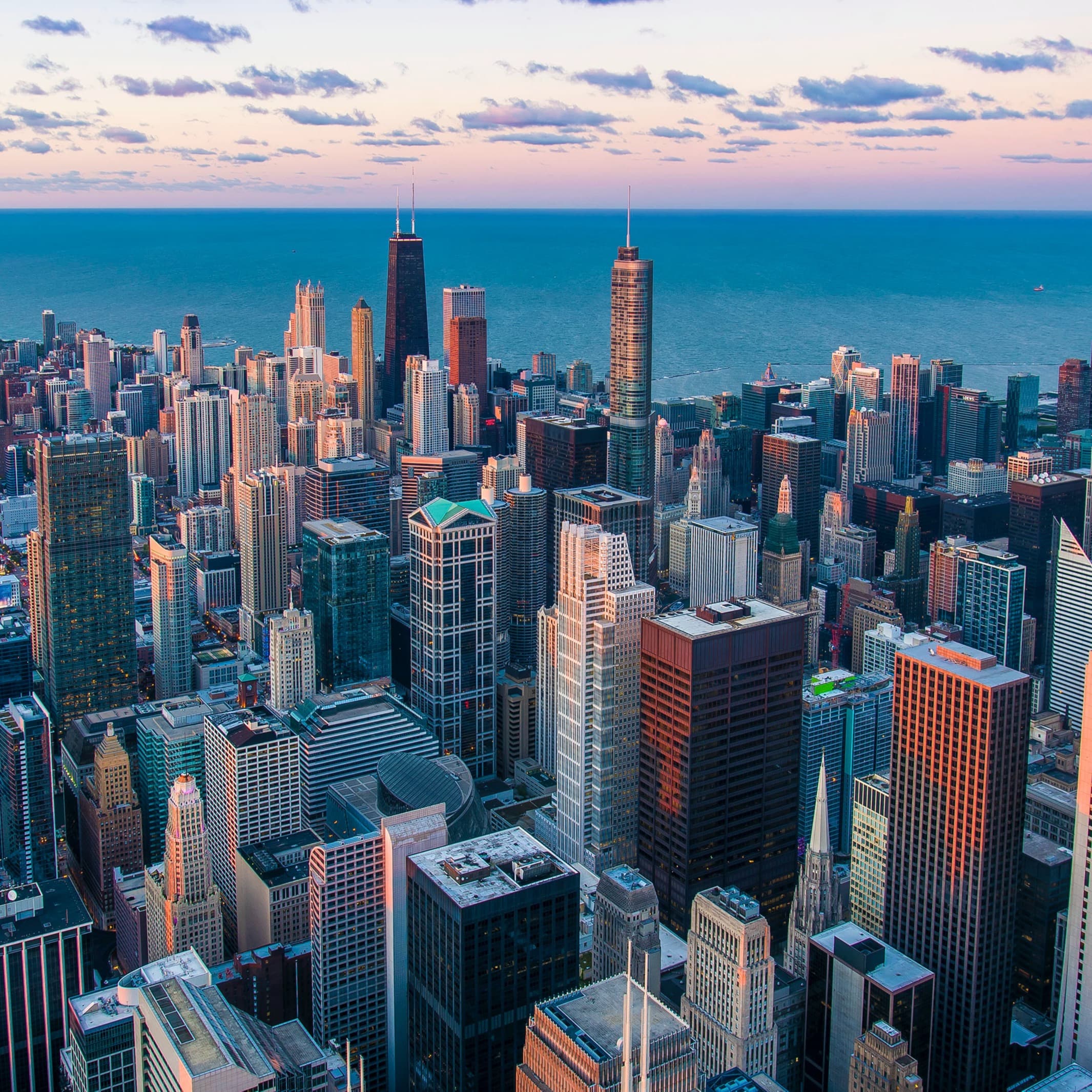 Sky touching buildings in Chicago