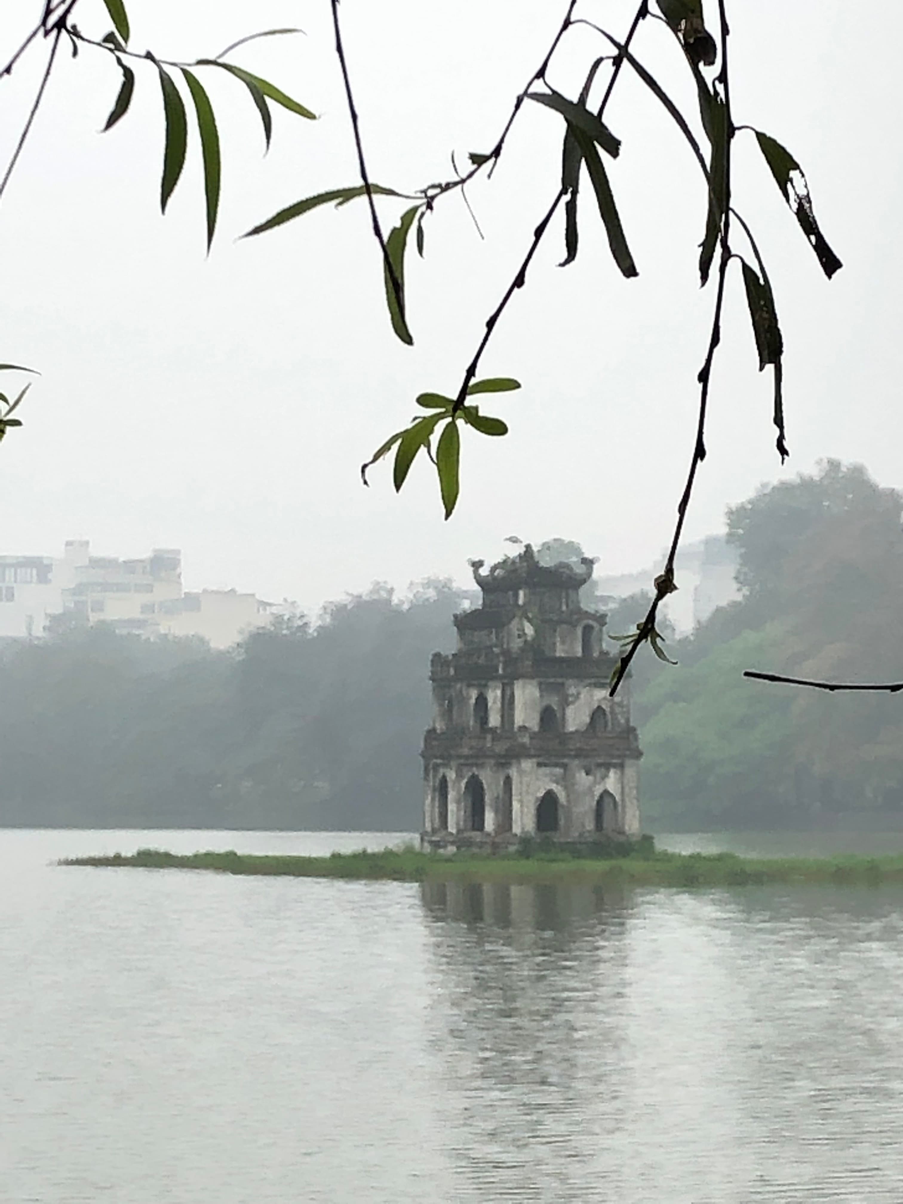 A tomb in the middle of the lake.