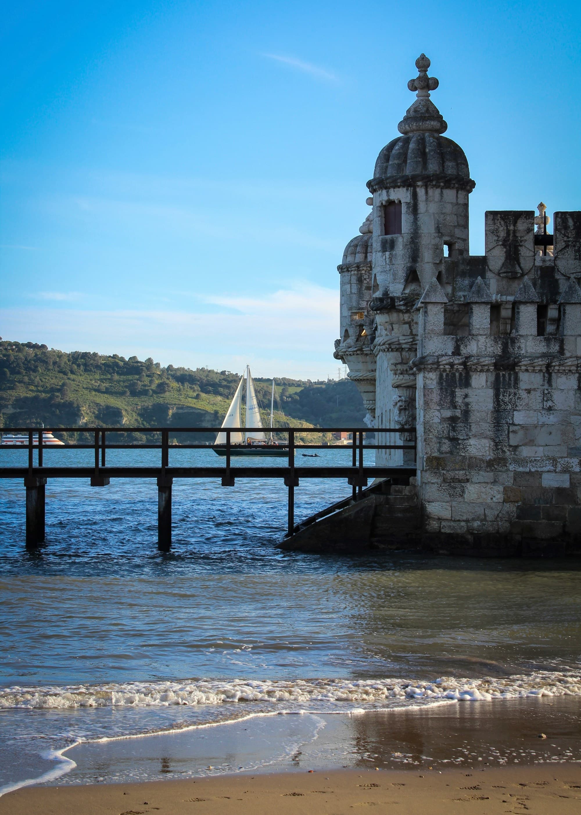 A tower near body of water.