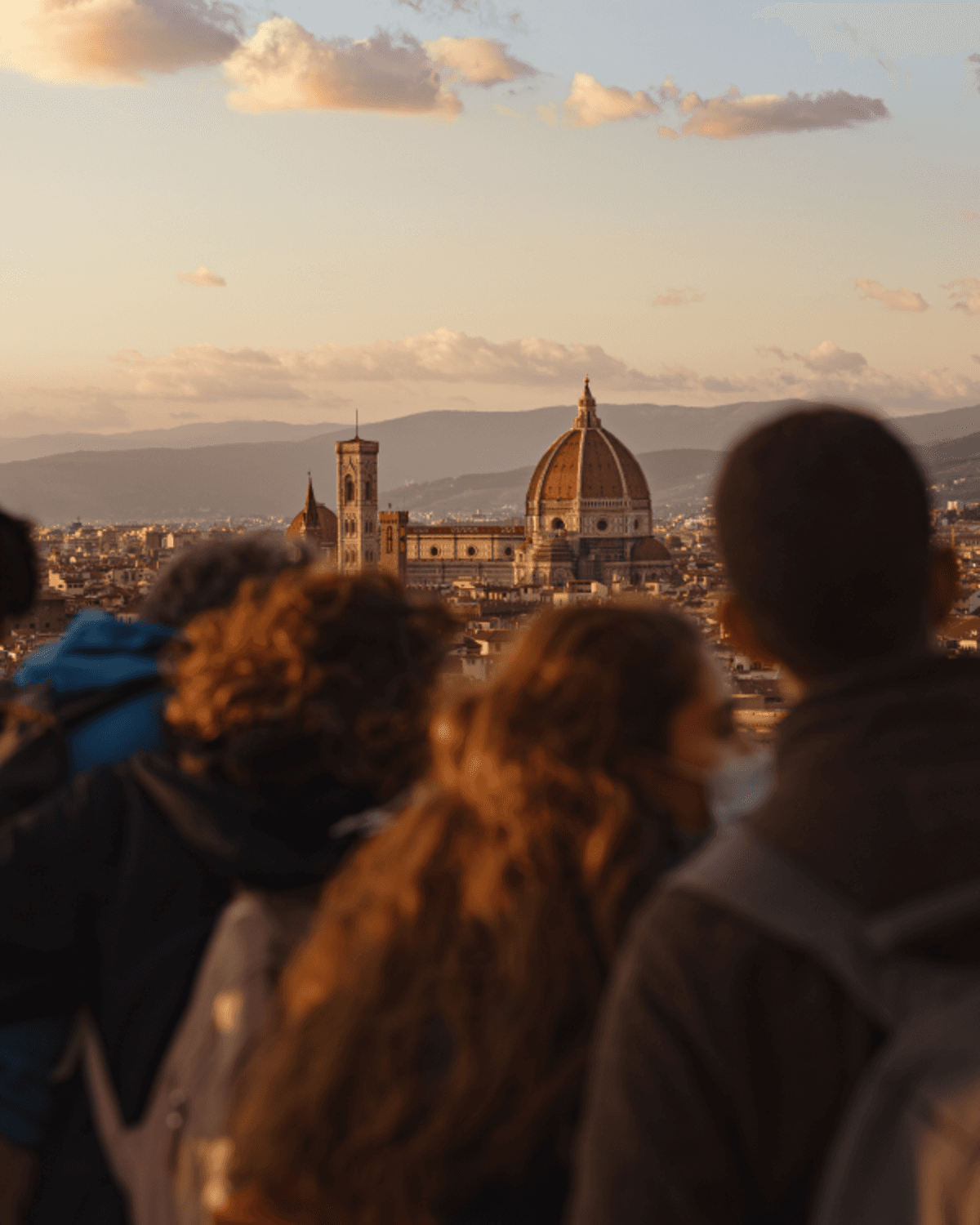 a group of people overlooking a domed building